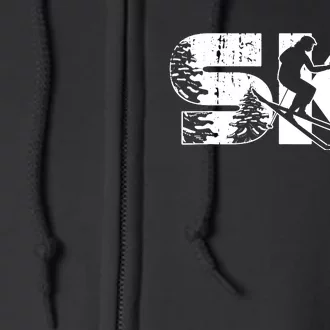 SKI Alpine Downhill Skiing Winter Sports Funny Skier Full Zip Hoodie