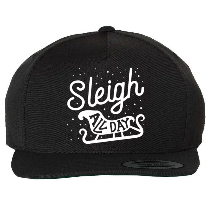 Sleigh All Day Funny Santa Christmas Reindeer Funny Gift Wool Snapback Cap