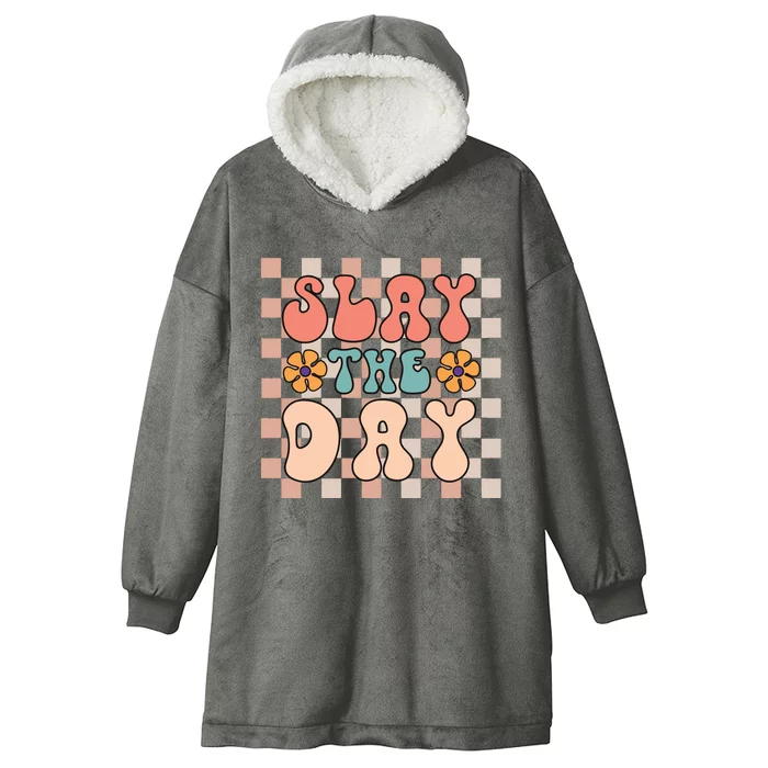 Slay All Day Gender Neutral Halloween Motivational Hooded Wearable Blanket