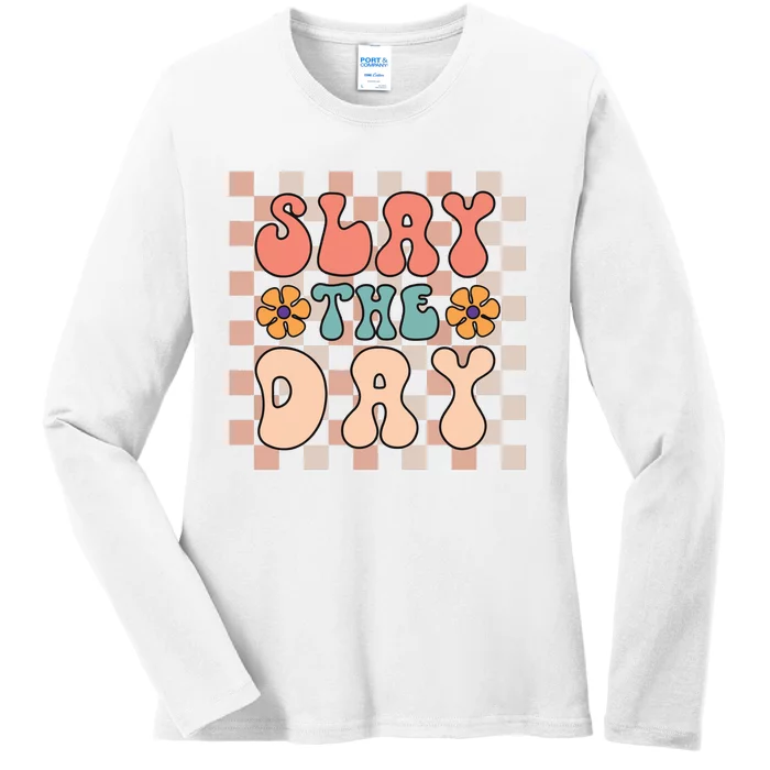 Slay All Day Gender Neutral Halloween Motivational Ladies Long Sleeve Shirt