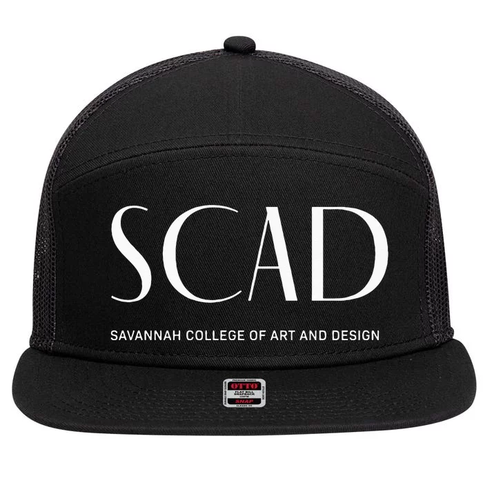 SCAD Art Deco Style College Long Sleeve 7 Panel Mesh Trucker Snapback Hat