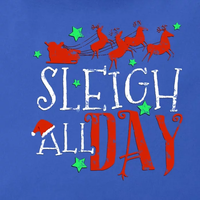 Sleigh All Day Funny Santa Sled Christmas Gift Zip Tote Bag