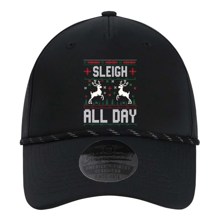 Sleigh All Day Ugly Christmas Sweater Reindeer Holiday Meaningful Gift Performance The Dyno Cap