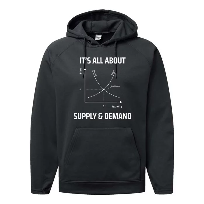 Supply And Demand Funny Economics Teacher & Economist Performance Fleece Hoodie