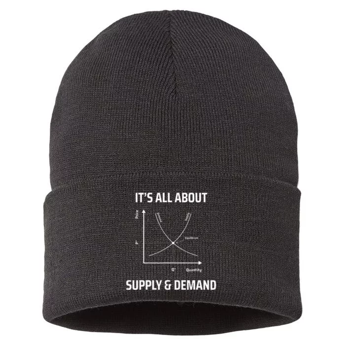 Supply And Demand Funny Economics Teacher & Economist Sustainable Knit Beanie