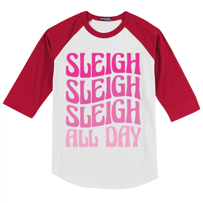 Sleigh All Day Embrace Winter Christmas Cheer Gift Kids Colorblock Raglan Jersey