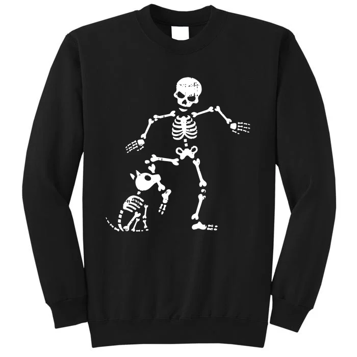 Skeleton And Dog Halloween Costume Funny Skull Women Sweatshirt