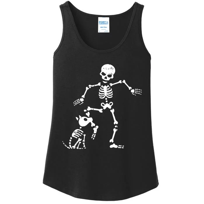 Skeleton And Dog Halloween Costume Funny Skull Women Ladies Essential Tank