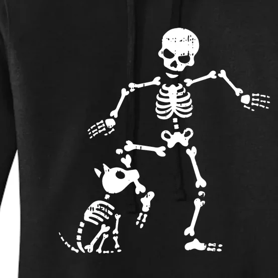 Skeleton And Dog Halloween Costume Funny Skull Women Women's Pullover Hoodie