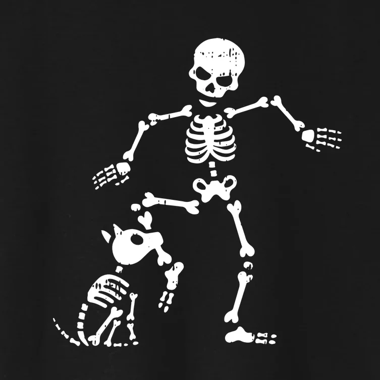 Skeleton And Dog Halloween Costume Funny Skull Women Women's Crop Top Tee