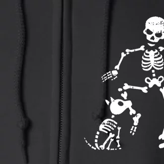 Skeleton And Dog Halloween Costume Funny Skull Women Full Zip Hoodie