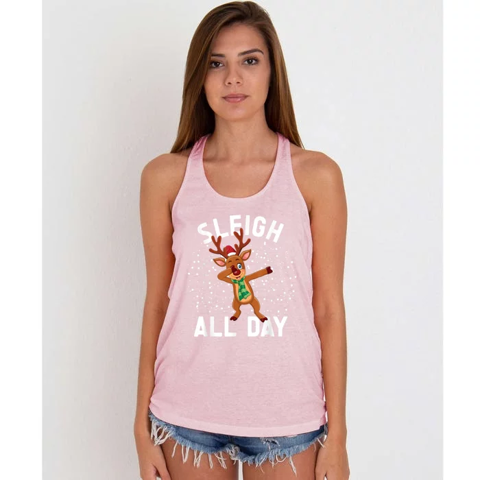 Sleigh All Day Christmas Sleigh All Day Cute Gift Women's Knotted Racerback Tank