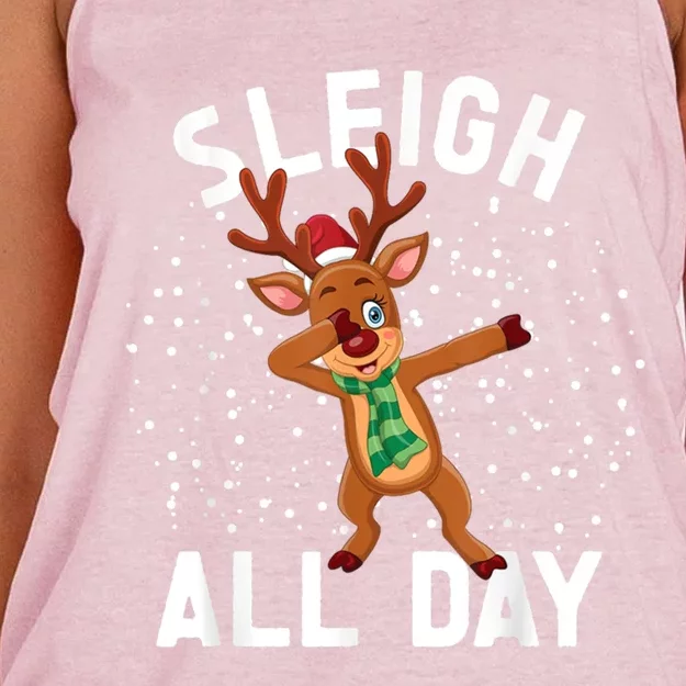 Sleigh All Day Christmas Sleigh All Day Cute Gift Women's Knotted Racerback Tank