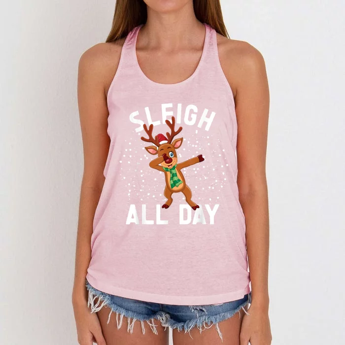 Sleigh All Day Christmas Sleigh All Day Cute Gift Women's Knotted Racerback Tank