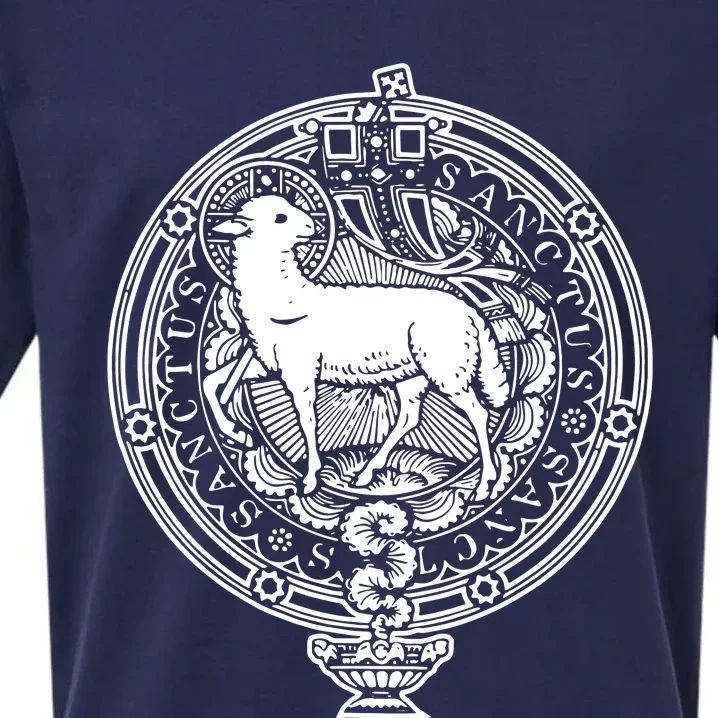 Sanctus Agnus Dei Lamb God Catholic Traditional Latin Mass Sueded Cloud Jersey T-Shirt