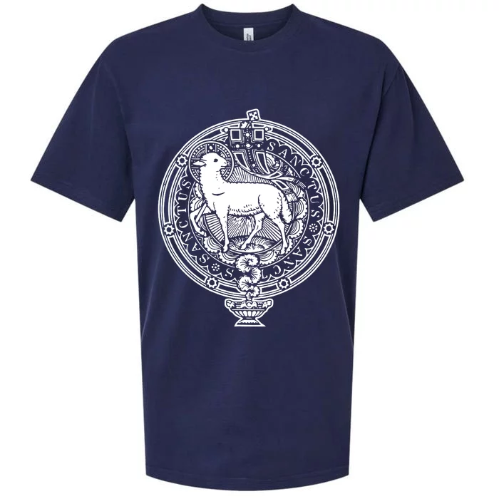 Sanctus Agnus Dei Lamb God Catholic Traditional Latin Mass Sueded Cloud Jersey T-Shirt