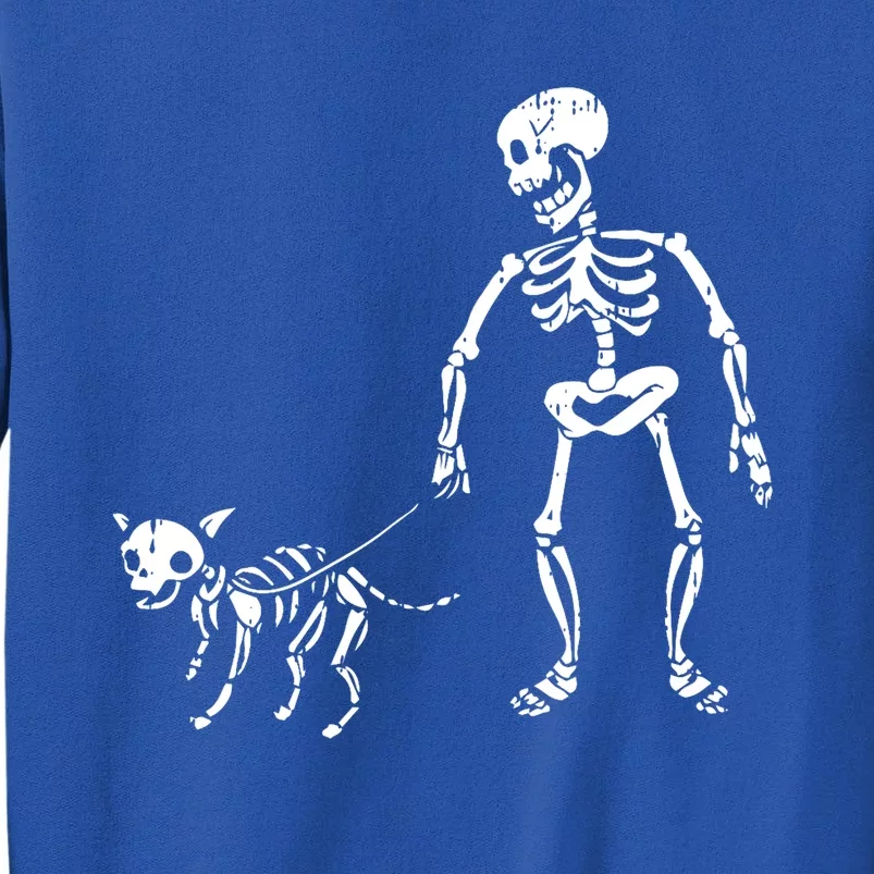 Skeleton And Dog Lazy Halloween Costume Funny Skull Pet Sweatshirt