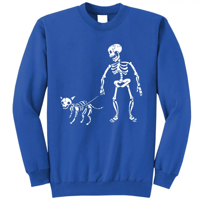 Skeleton And Dog Lazy Halloween Costume Funny Skull Pet Sweatshirt