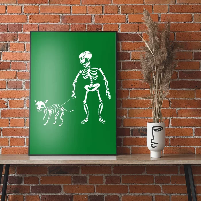 Skeleton And Dog Lazy Halloween Costume Funny Skull Pet Poster