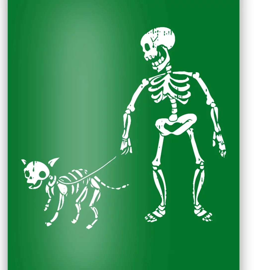 Skeleton And Dog Lazy Halloween Costume Funny Skull Pet Poster