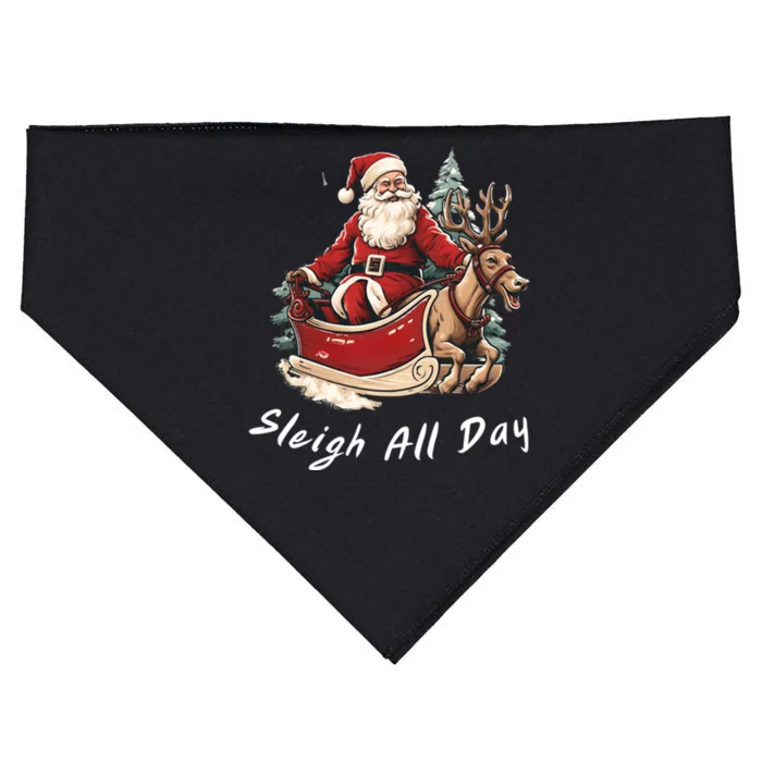 Sleigh All Day Christmas Santa Fun Holiday Great Gift USA-Made Doggie Bandana