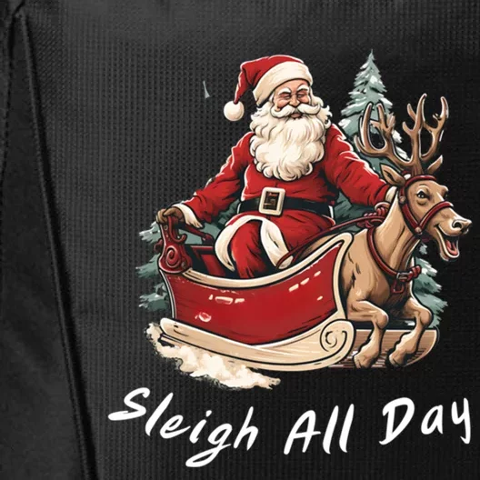 Sleigh All Day Christmas Santa Fun Holiday Great Gift City Backpack