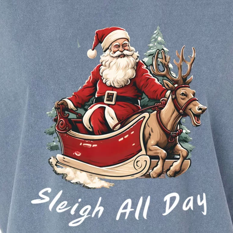 Sleigh All Day Christmas Santa Fun Holiday Great Gift Garment-Dyed Women's Muscle Tee