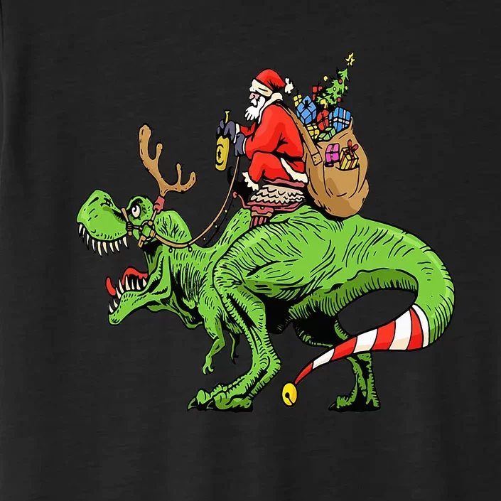 Santa and Dinosaur TRex Christmas Squad Gift ChromaSoft Performance T-Shirt