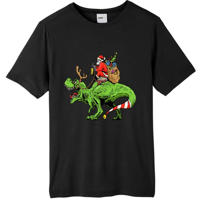 Santa and Dinosaur TRex Christmas Squad Gift ChromaSoft Performance T-Shirt