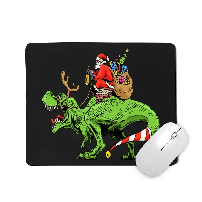 Santa and Dinosaur TRex Christmas Squad Gift Mousepad