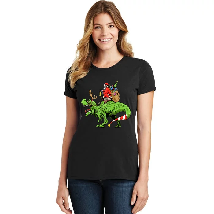 Santa and Dinosaur TRex Christmas Squad Gift Women's T-Shirt