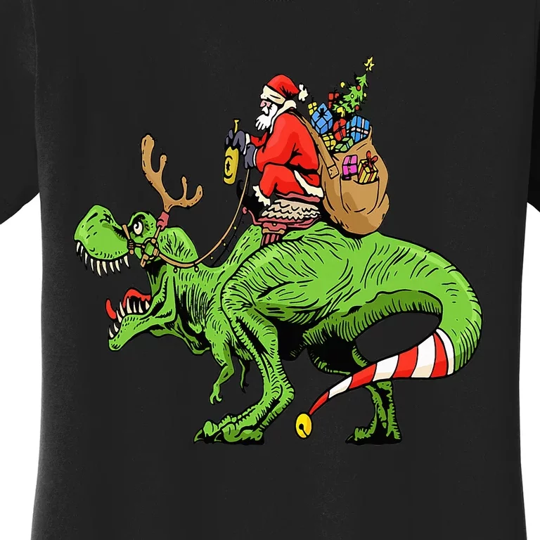 Santa and Dinosaur TRex Christmas Squad Gift Women's T-Shirt