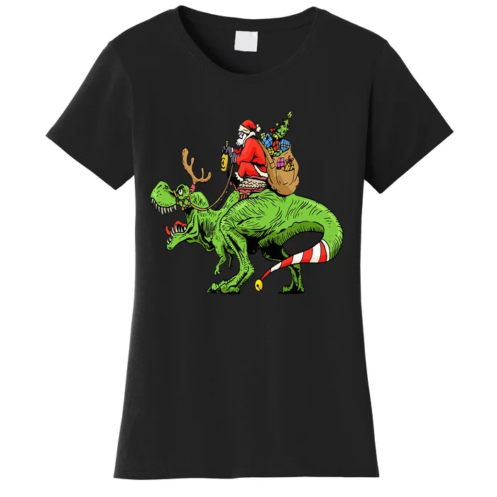 Santa and Dinosaur TRex Christmas Squad Gift Women's T-Shirt