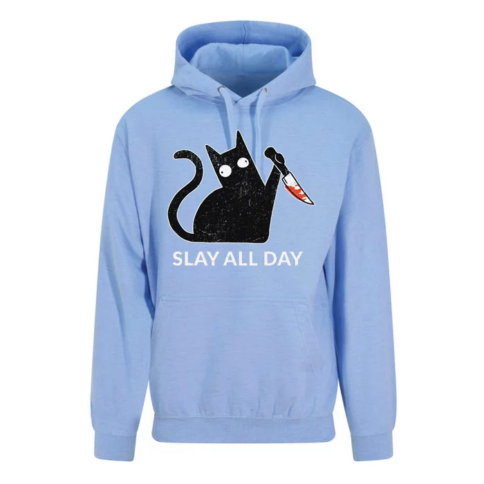 Slay All Day Halloween Cat Funny Unisex Surf Hoodie