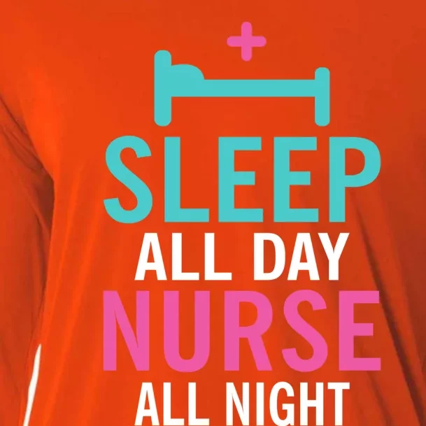 Sleep All Day Nurse All Night Work Hospital Nursing Gift Cooling Performance Long Sleeve Crew