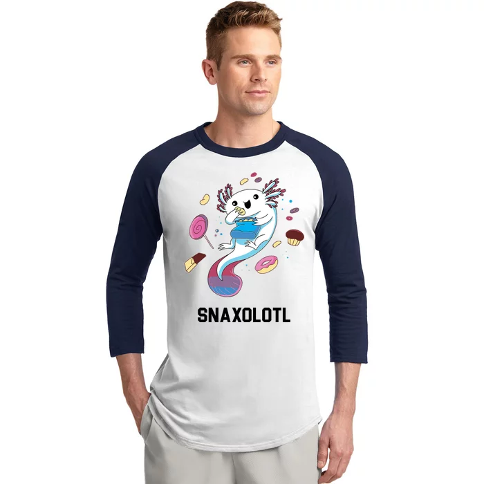 Snaxolotl Axolotl Donuts Cupcakes Candy Junk Food Baseball Sleeve Shirt