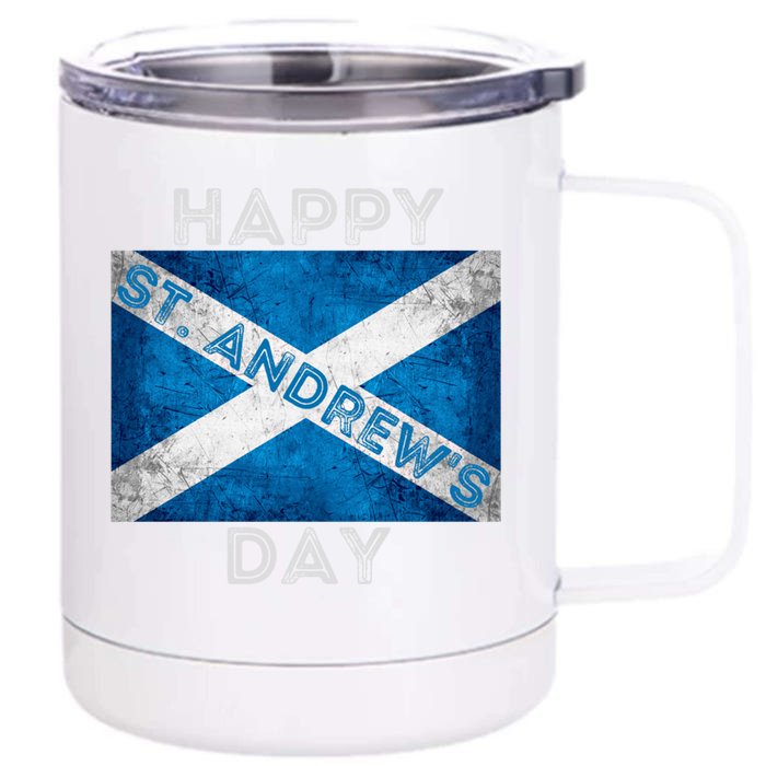 St Andrews Day Scotland Flag Scottish Happy Tartan Army Meaningful Gift Front & Back 12oz Stainless Steel Tumbler Cup