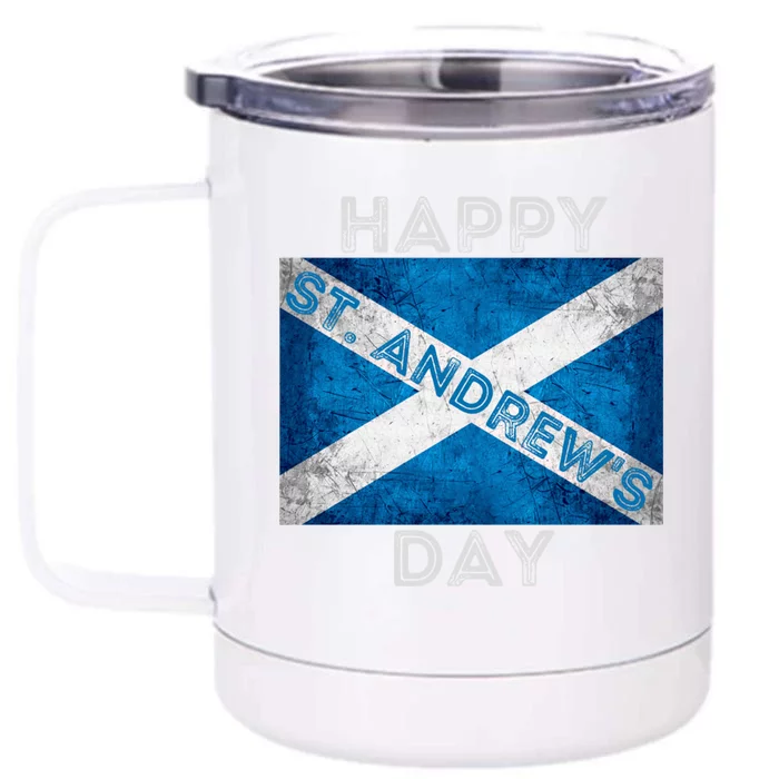 St Andrews Day Scotland Flag Scottish Happy Tartan Army Meaningful Gift Front & Back 12oz Stainless Steel Tumbler Cup