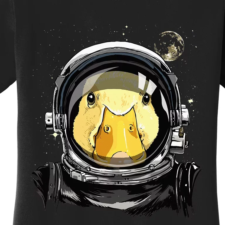 Space Astronaut Duck Face Galaxy Waterfowl Hunting Women's T-Shirt