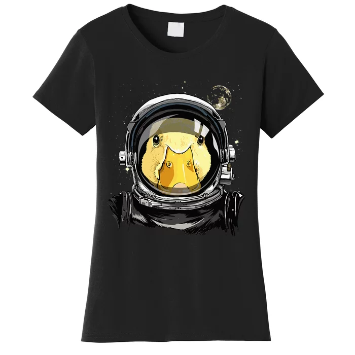 Space Astronaut Duck Face Galaxy Waterfowl Hunting Women's T-Shirt