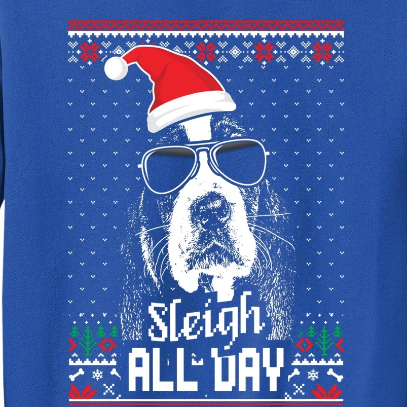 Sleigh All Day Funny Basset Hound Christmas Gift Tall Sweatshirt