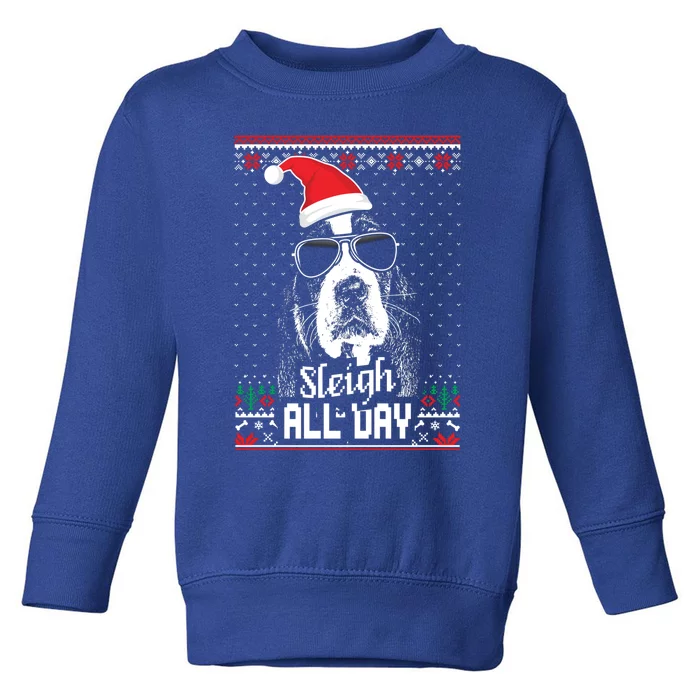 Sleigh All Day Funny Basset Hound Christmas Gift Toddler Sweatshirt