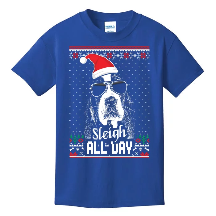 Sleigh All Day Funny Basset Hound Christmas Gift Kids T-Shirt