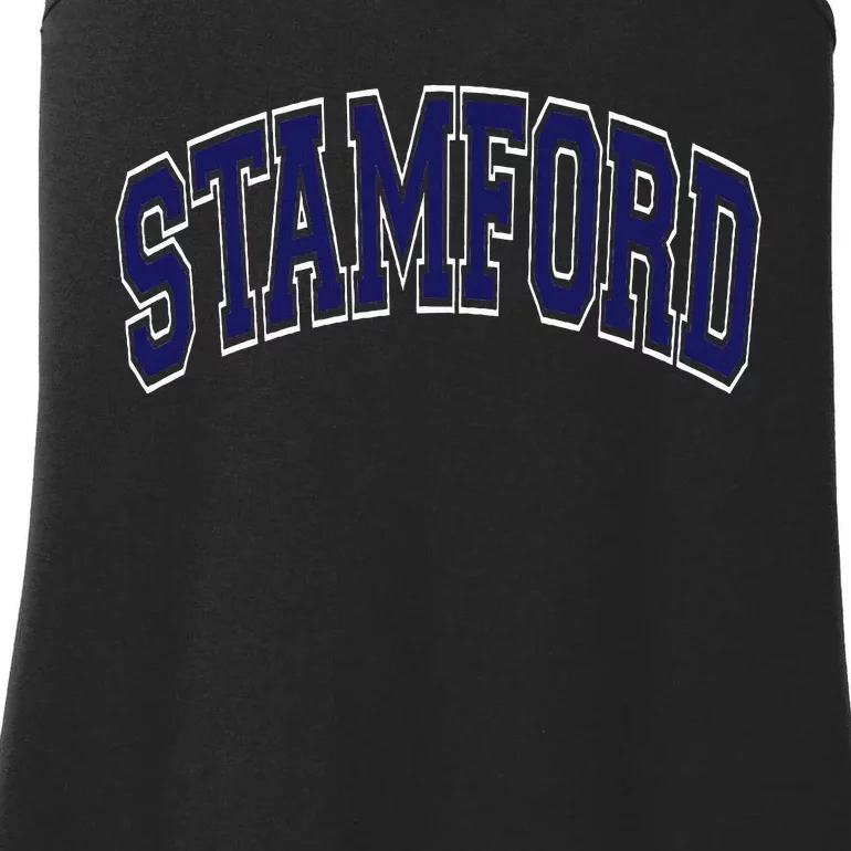 Stamford Arched Dark Blue Text Ladies Essential Tank