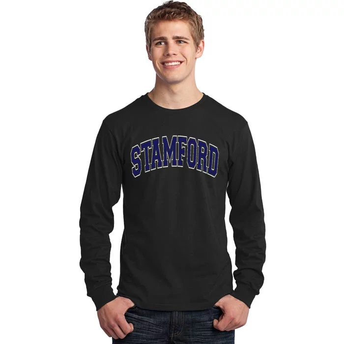 Stamford Arched Dark Blue Text Tall Long Sleeve T-Shirt