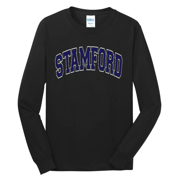 Stamford Arched Dark Blue Text Tall Long Sleeve T-Shirt