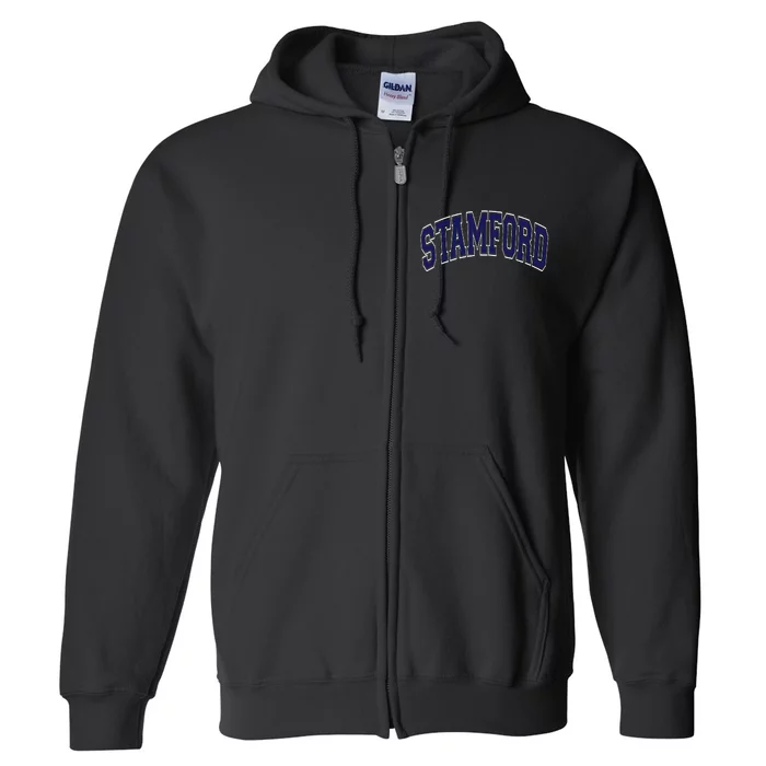 Stamford Arched Dark Blue Text Full Zip Hoodie