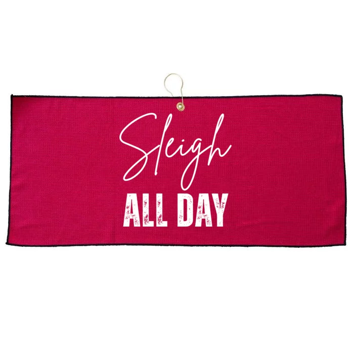 Sleigh All Day Christmas Holiday Large Microfiber Waffle Golf Towel