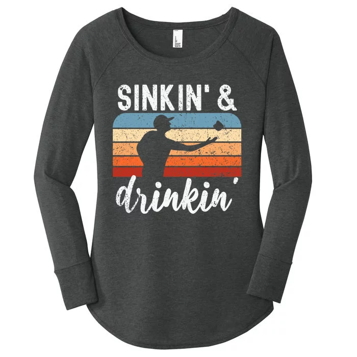 Sinking And Drinking Bag Toss Summer Games Funny Cornhole Premium Women's  Perfect Tri Tunic Long Sleeve Shirt