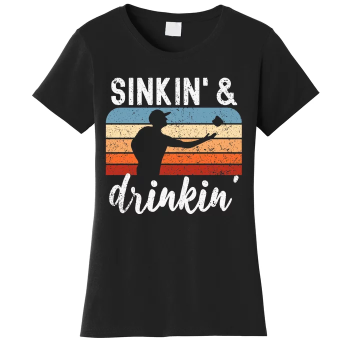 Sinking And Drinking Bag Toss Summer Games Funny Cornhole Premium Women's T-Shirt